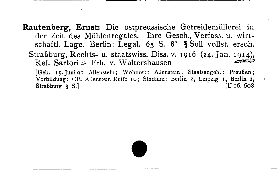 [Katalogkarte Dissertationenkatalog bis 1980]