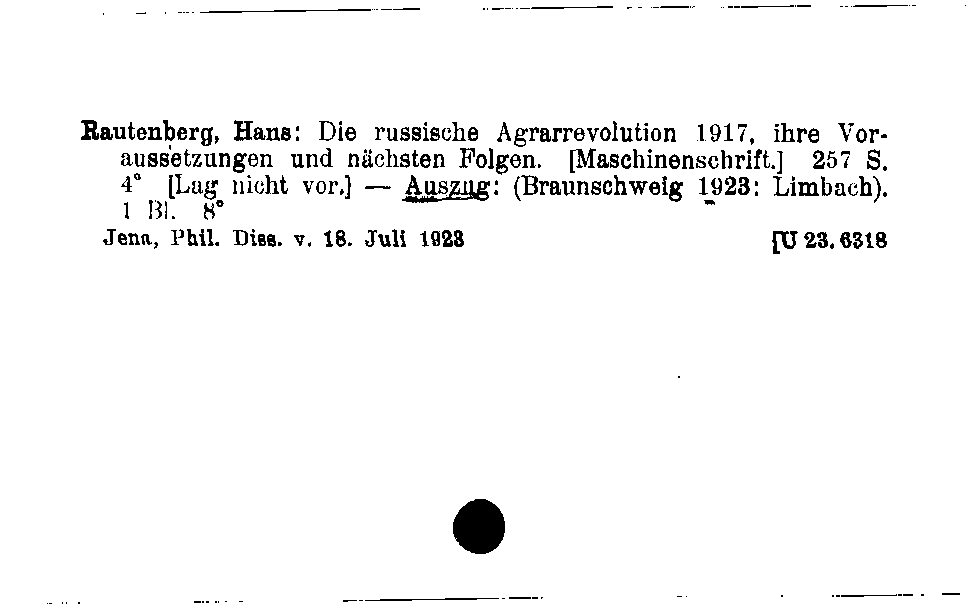 [Katalogkarte Dissertationenkatalog bis 1980]