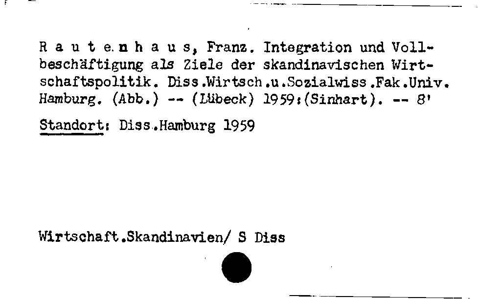 [Katalogkarte Dissertationenkatalog bis 1980]