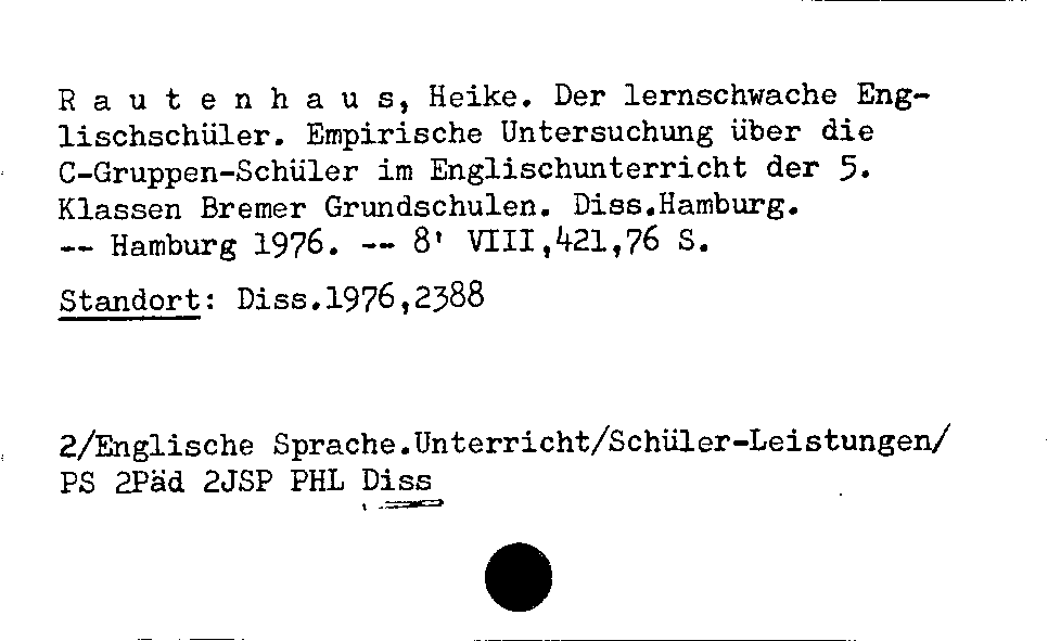 [Katalogkarte Dissertationenkatalog bis 1980]