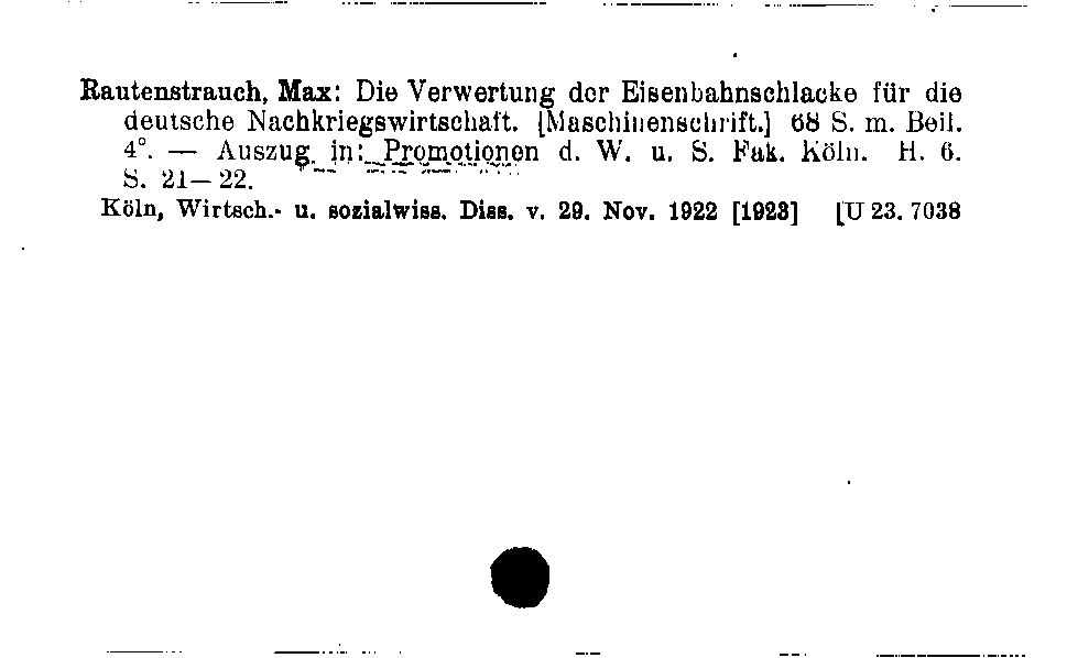 [Katalogkarte Dissertationenkatalog bis 1980]