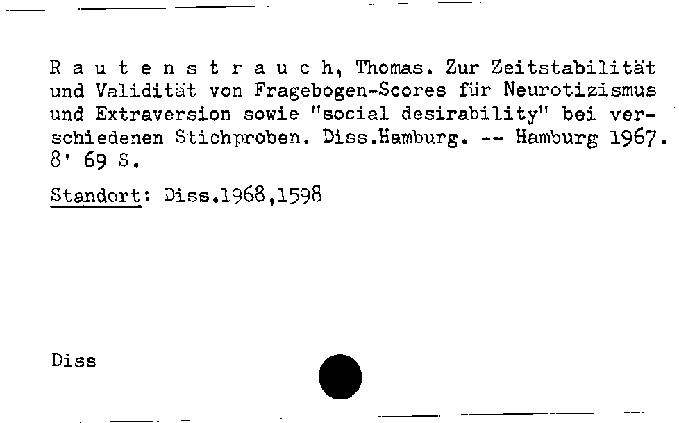 [Katalogkarte Dissertationenkatalog bis 1980]