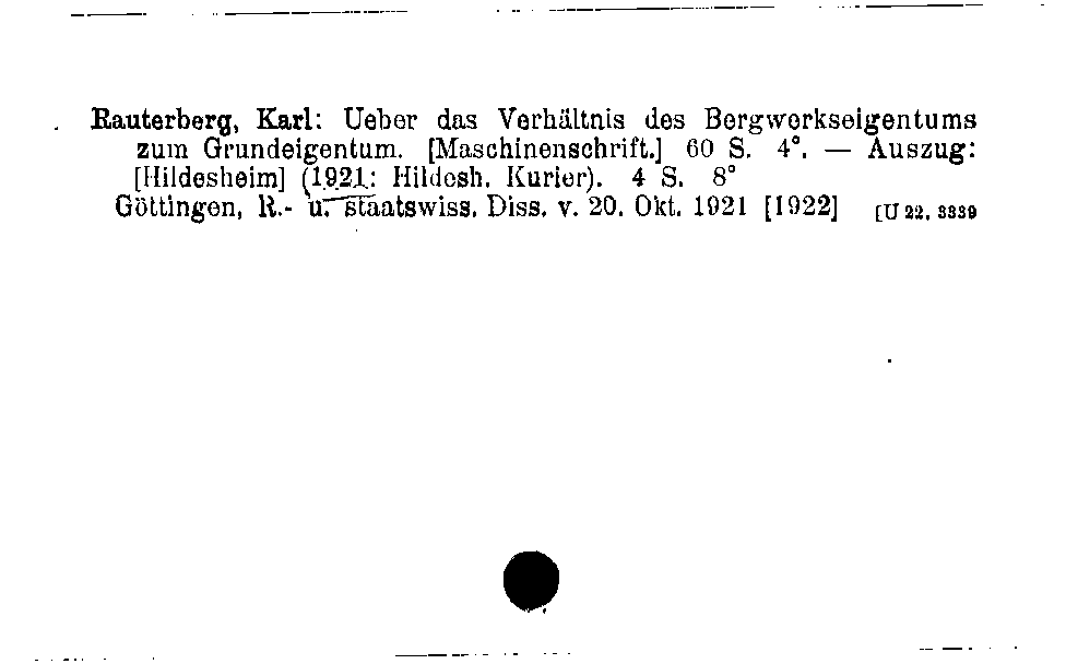 [Katalogkarte Dissertationenkatalog bis 1980]