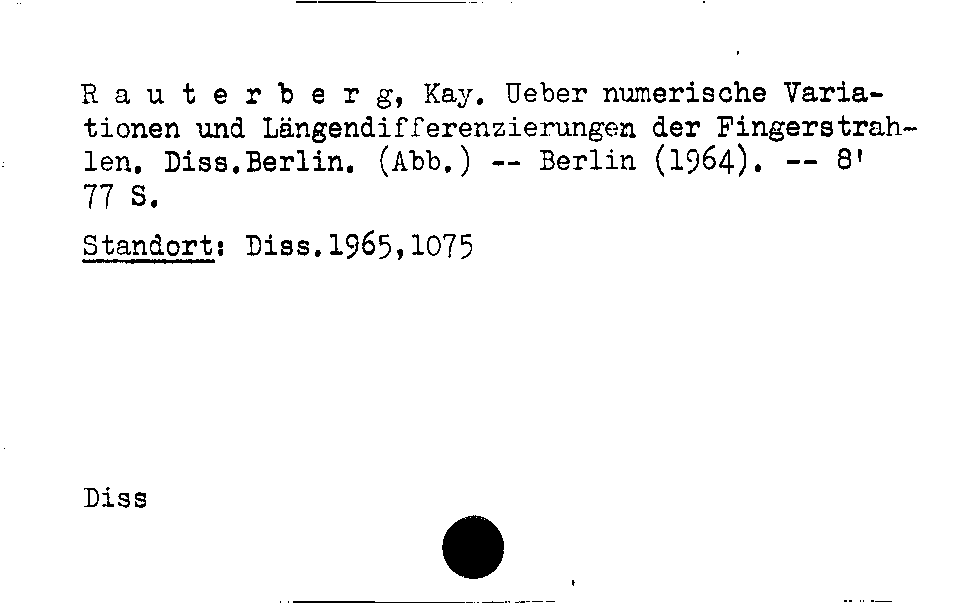 [Katalogkarte Dissertationenkatalog bis 1980]