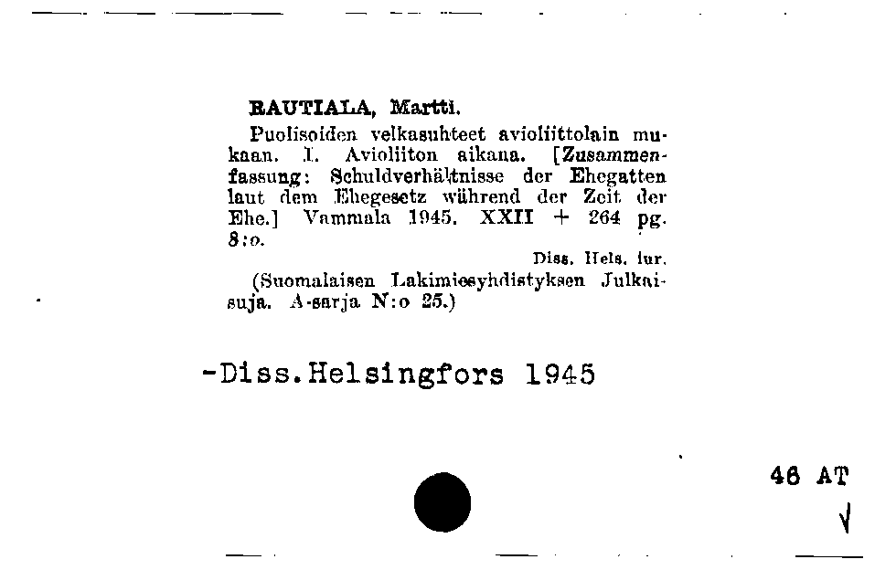 [Katalogkarte Dissertationenkatalog bis 1980]