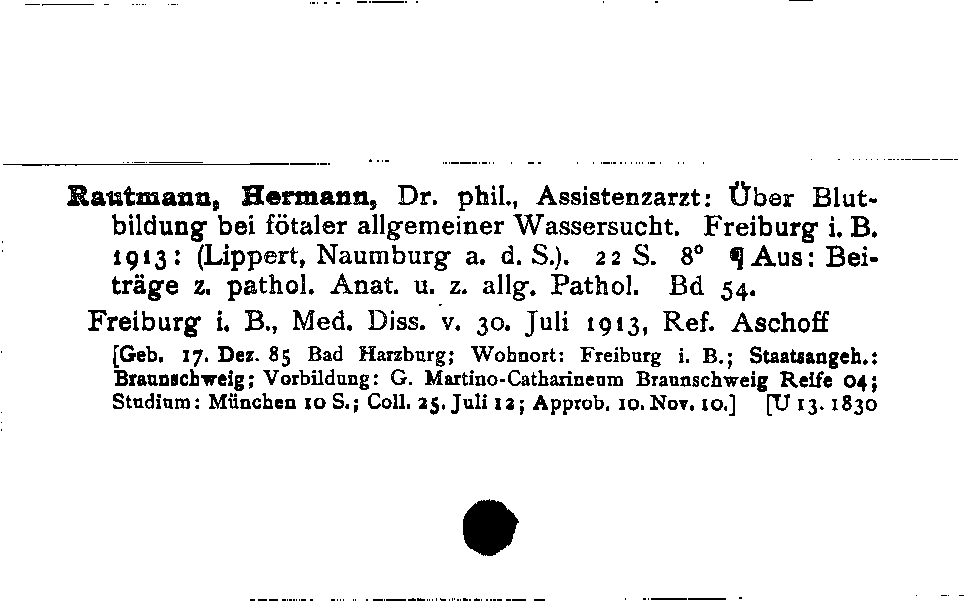 [Katalogkarte Dissertationenkatalog bis 1980]