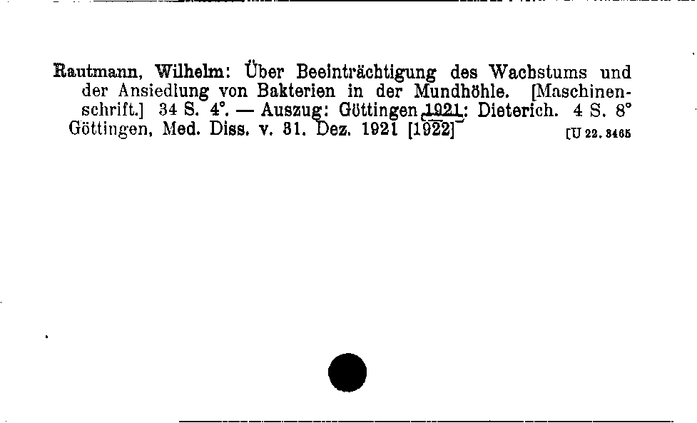 [Katalogkarte Dissertationenkatalog bis 1980]