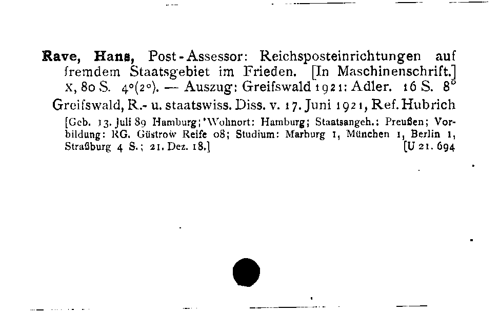 [Katalogkarte Dissertationenkatalog bis 1980]