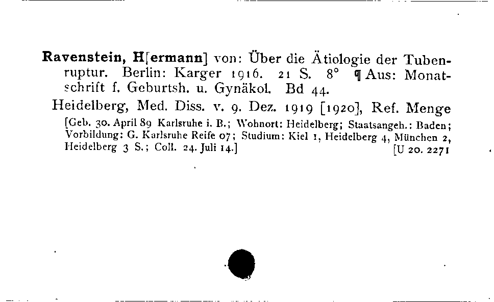 [Katalogkarte Dissertationenkatalog bis 1980]