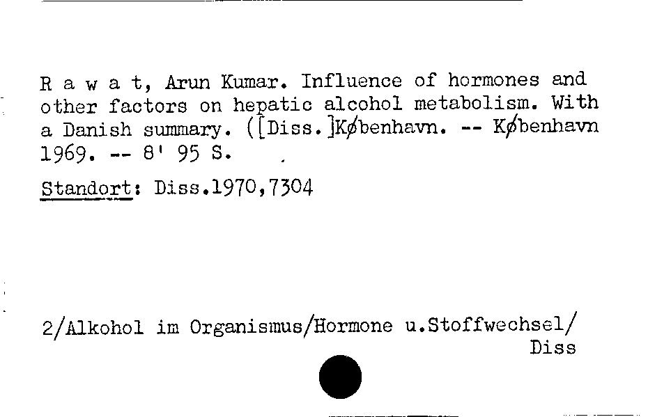 [Katalogkarte Dissertationenkatalog bis 1980]