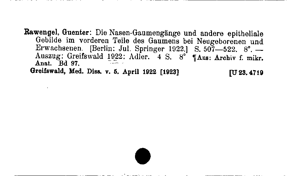 [Katalogkarte Dissertationenkatalog bis 1980]