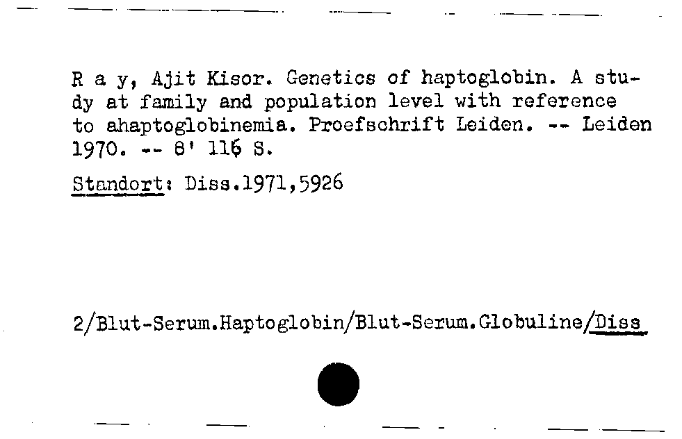 [Katalogkarte Dissertationenkatalog bis 1980]