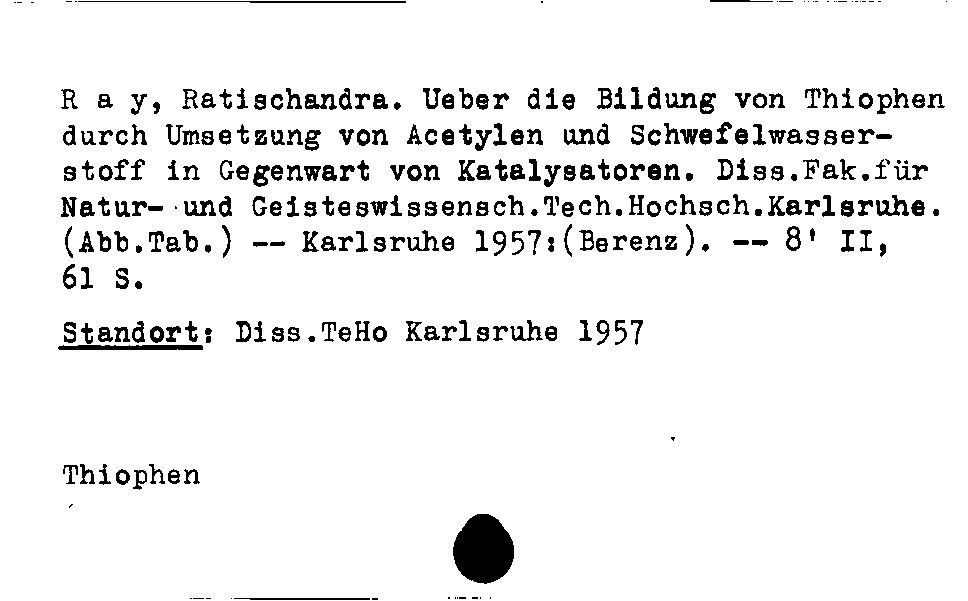 [Katalogkarte Dissertationenkatalog bis 1980]