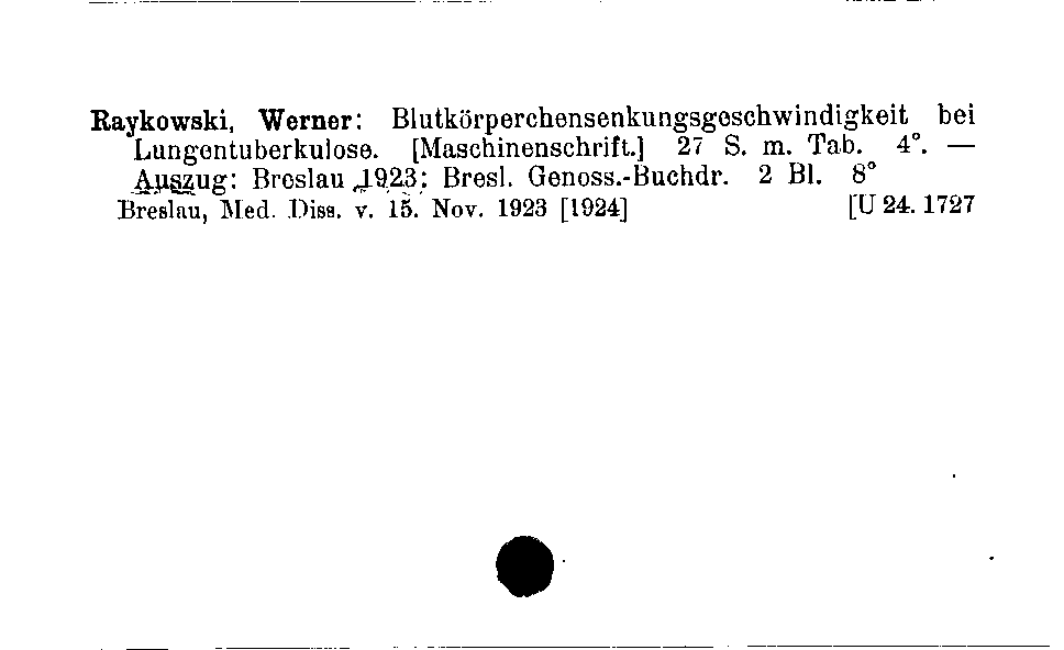 [Katalogkarte Dissertationenkatalog bis 1980]