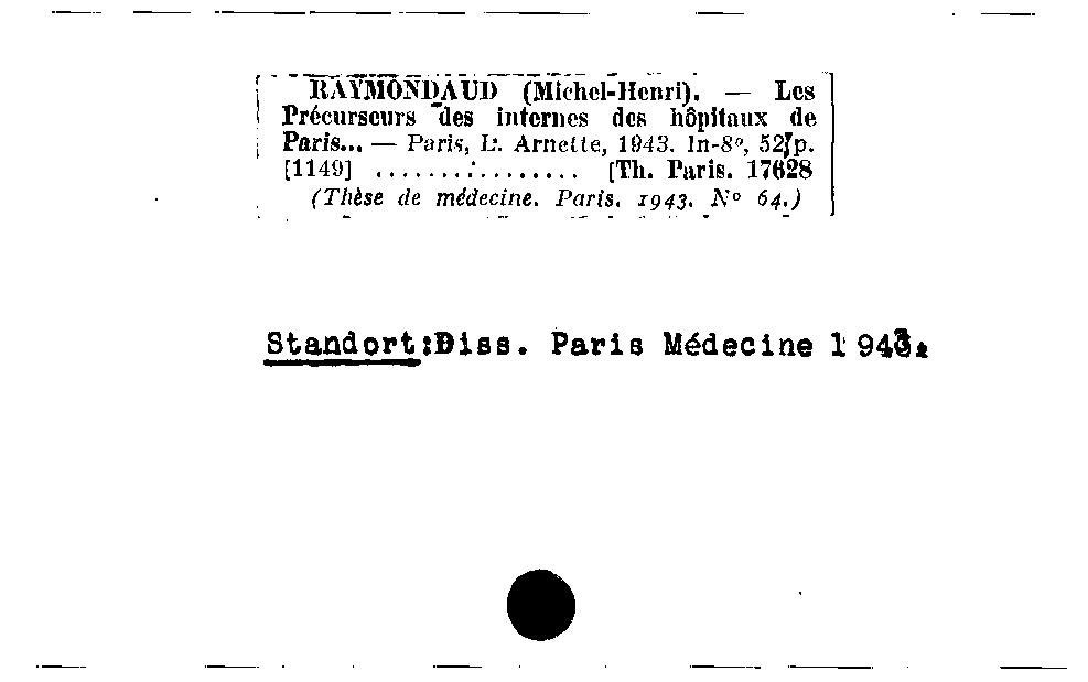 [Katalogkarte Dissertationenkatalog bis 1980]