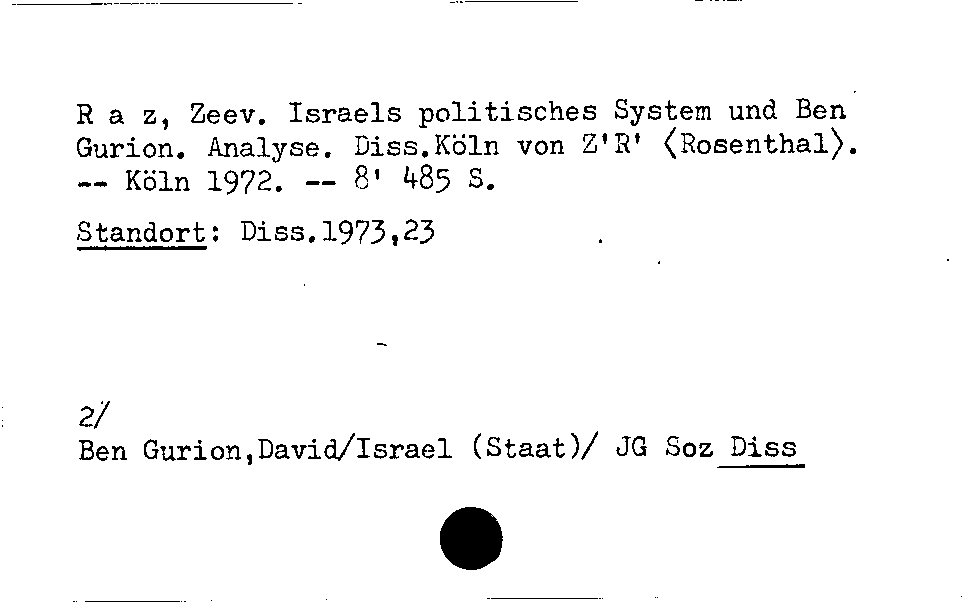 [Katalogkarte Dissertationenkatalog bis 1980]