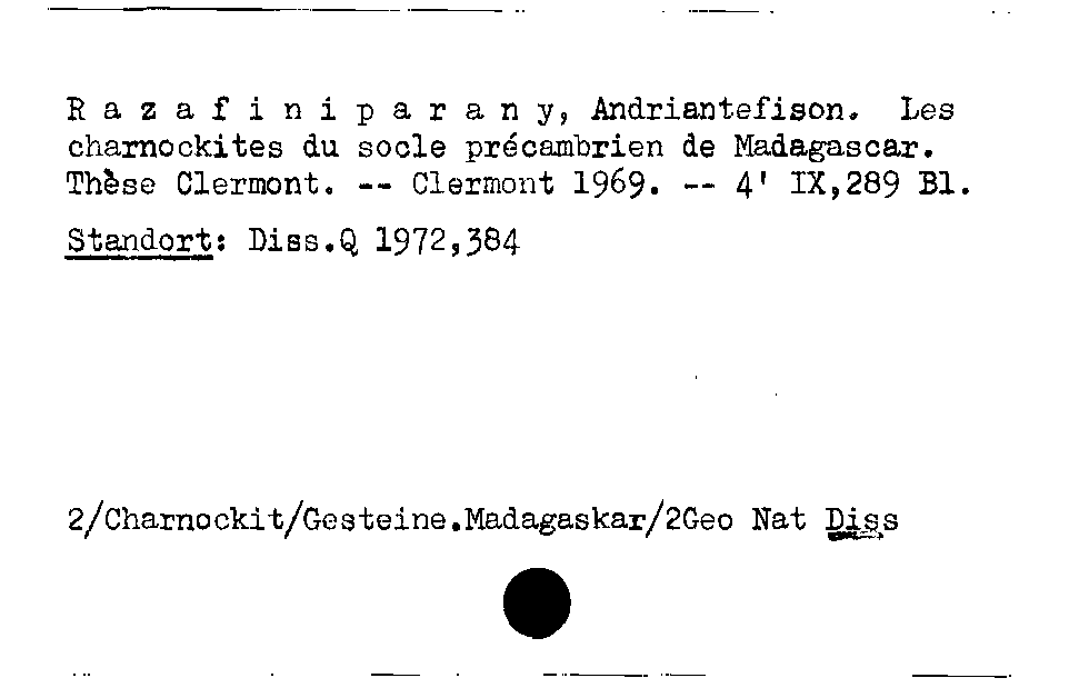 [Katalogkarte Dissertationenkatalog bis 1980]