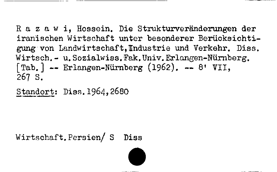 [Katalogkarte Dissertationenkatalog bis 1980]