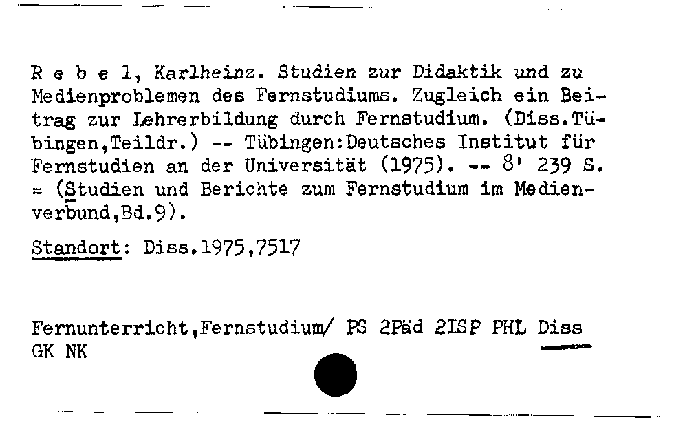 [Katalogkarte Dissertationenkatalog bis 1980]