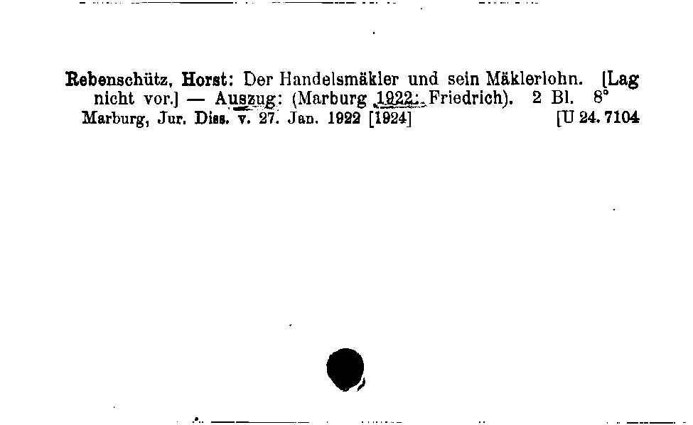 [Katalogkarte Dissertationenkatalog bis 1980]