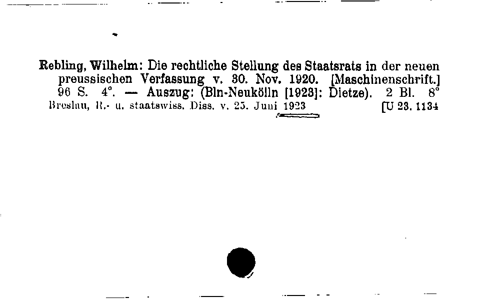 [Katalogkarte Dissertationenkatalog bis 1980]