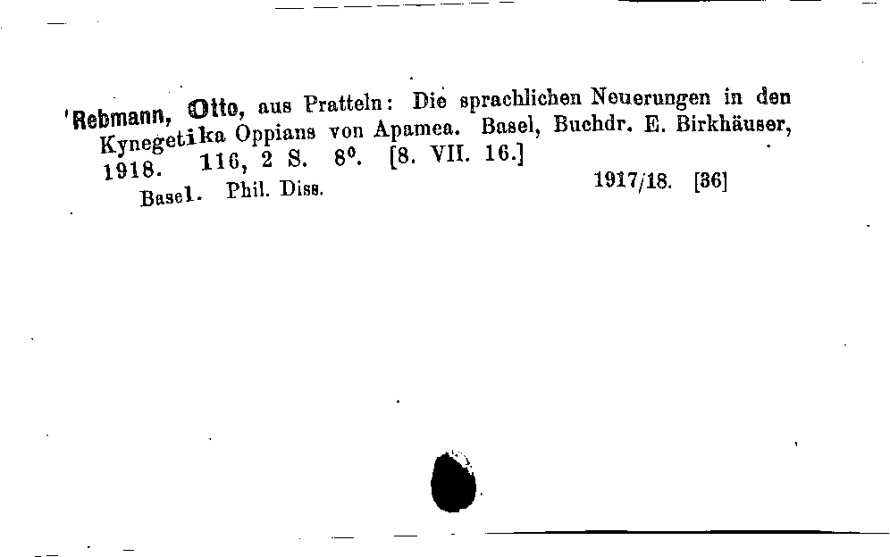 [Katalogkarte Dissertationenkatalog bis 1980]