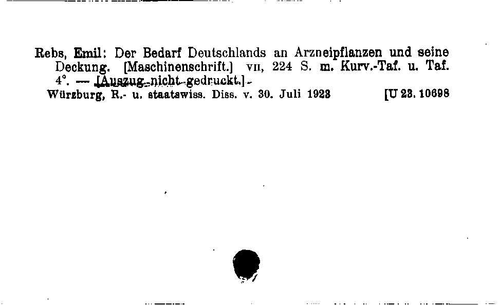 [Katalogkarte Dissertationenkatalog bis 1980]