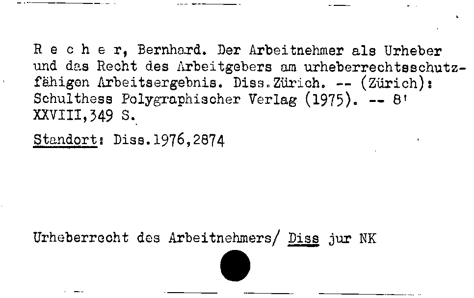 [Katalogkarte Dissertationenkatalog bis 1980]