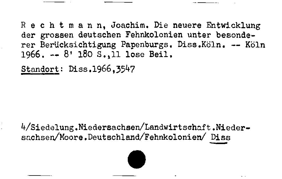 [Katalogkarte Dissertationenkatalog bis 1980]