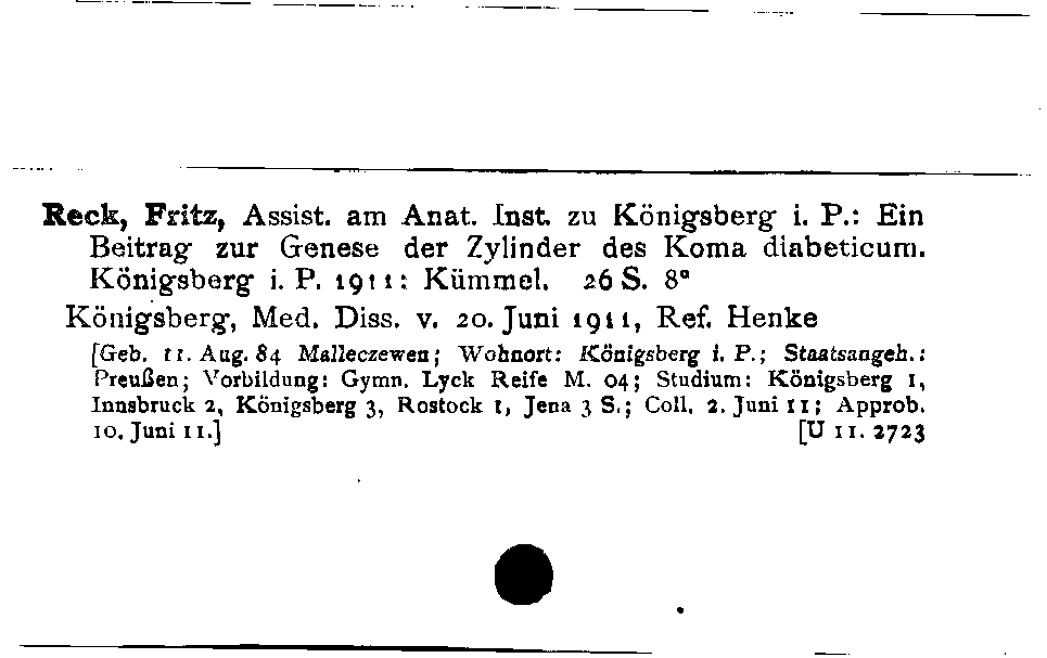 [Katalogkarte Dissertationenkatalog bis 1980]