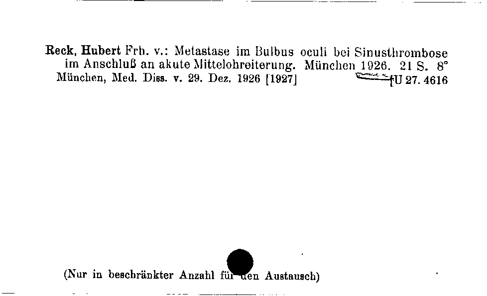 [Katalogkarte Dissertationenkatalog bis 1980]