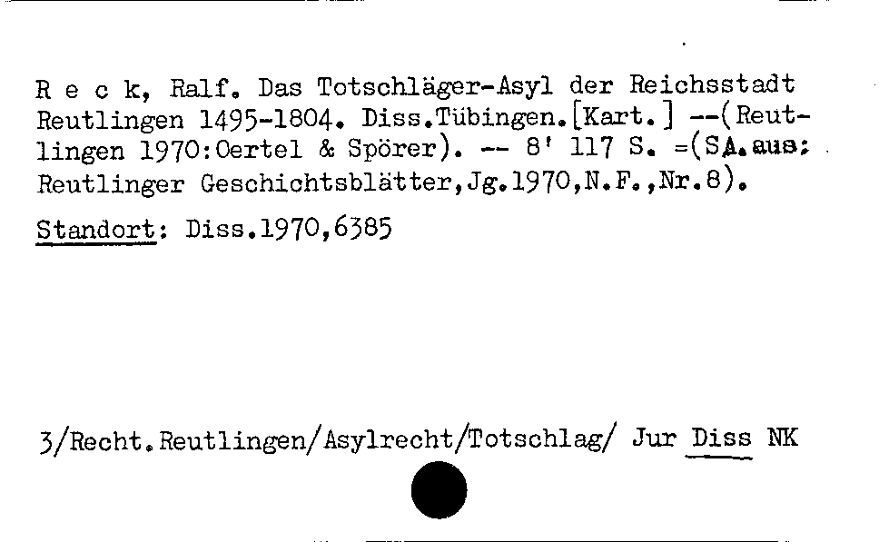 [Katalogkarte Dissertationenkatalog bis 1980]