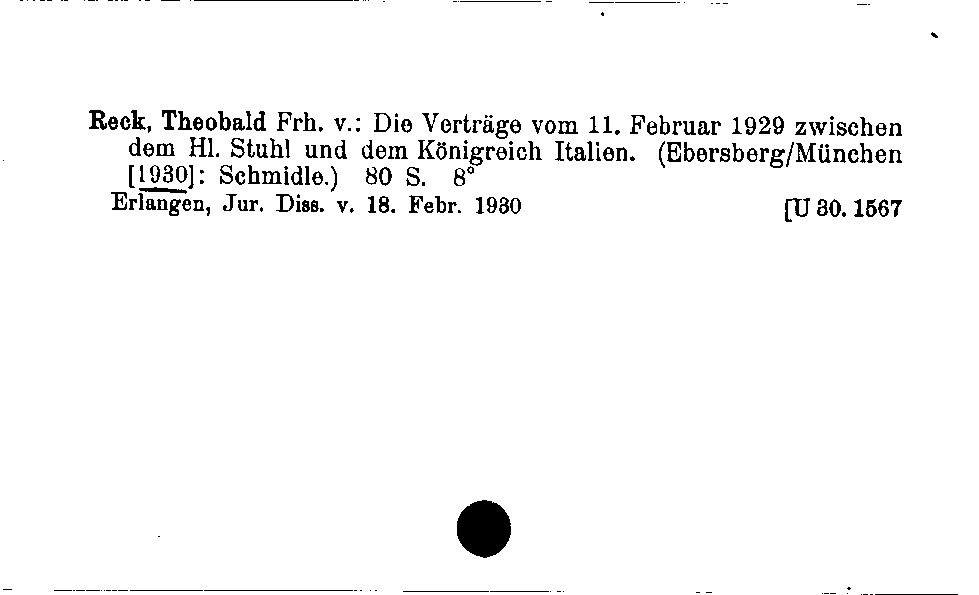 [Katalogkarte Dissertationenkatalog bis 1980]