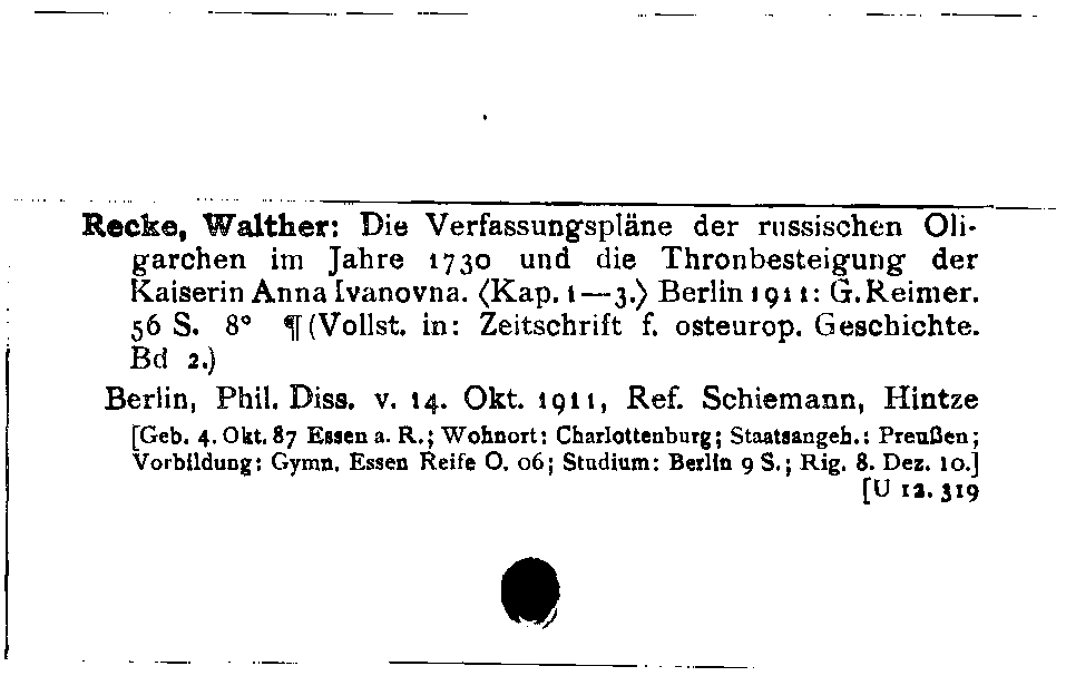 [Katalogkarte Dissertationenkatalog bis 1980]