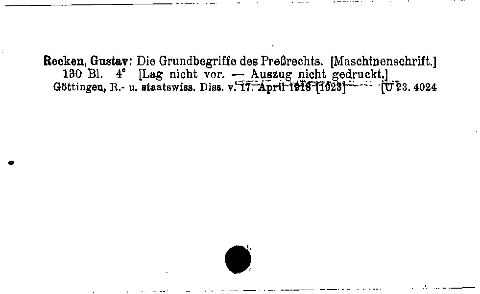 [Katalogkarte Dissertationenkatalog bis 1980]