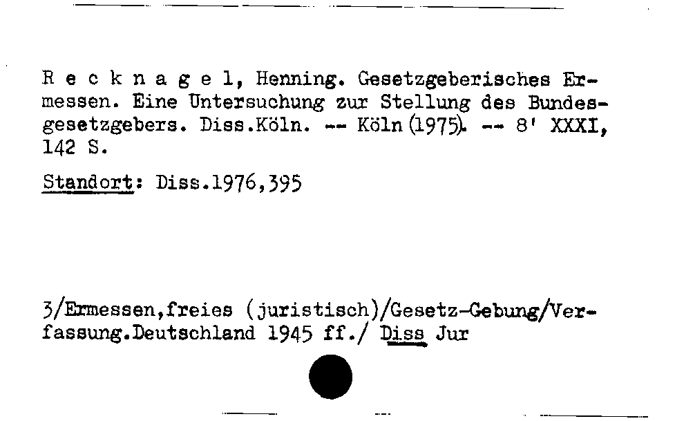 [Katalogkarte Dissertationenkatalog bis 1980]