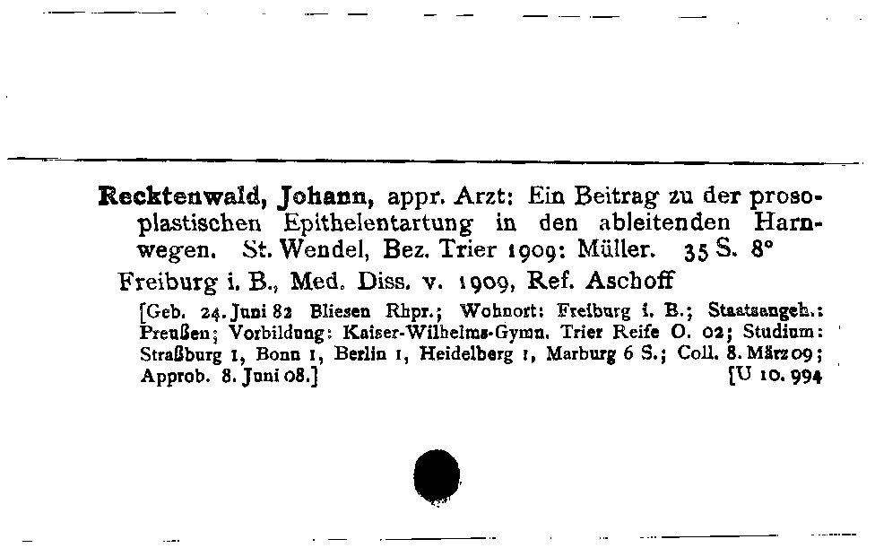 [Katalogkarte Dissertationenkatalog bis 1980]