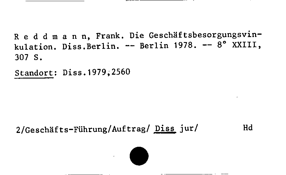 [Katalogkarte Dissertationenkatalog bis 1980]