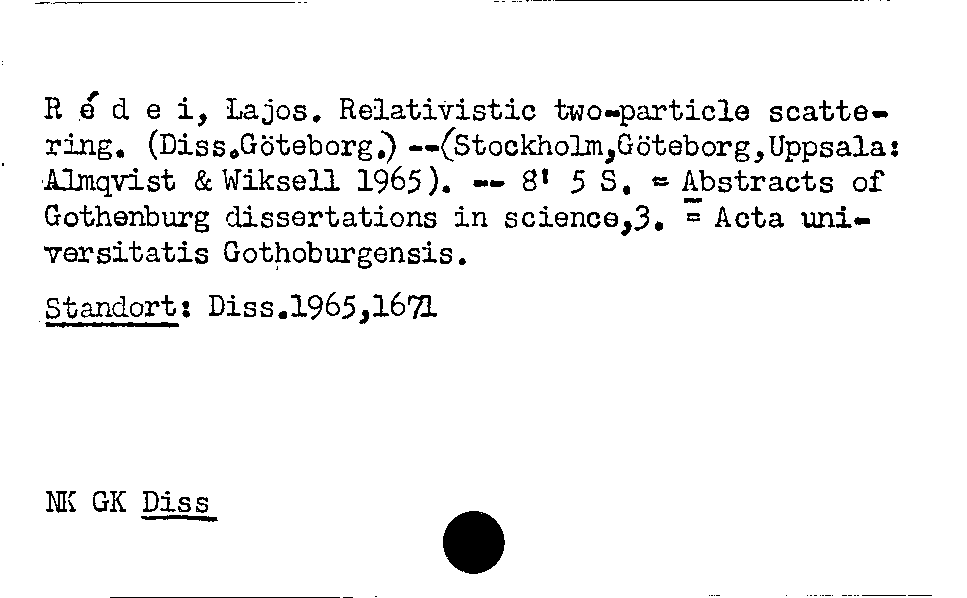 [Katalogkarte Dissertationenkatalog bis 1980]