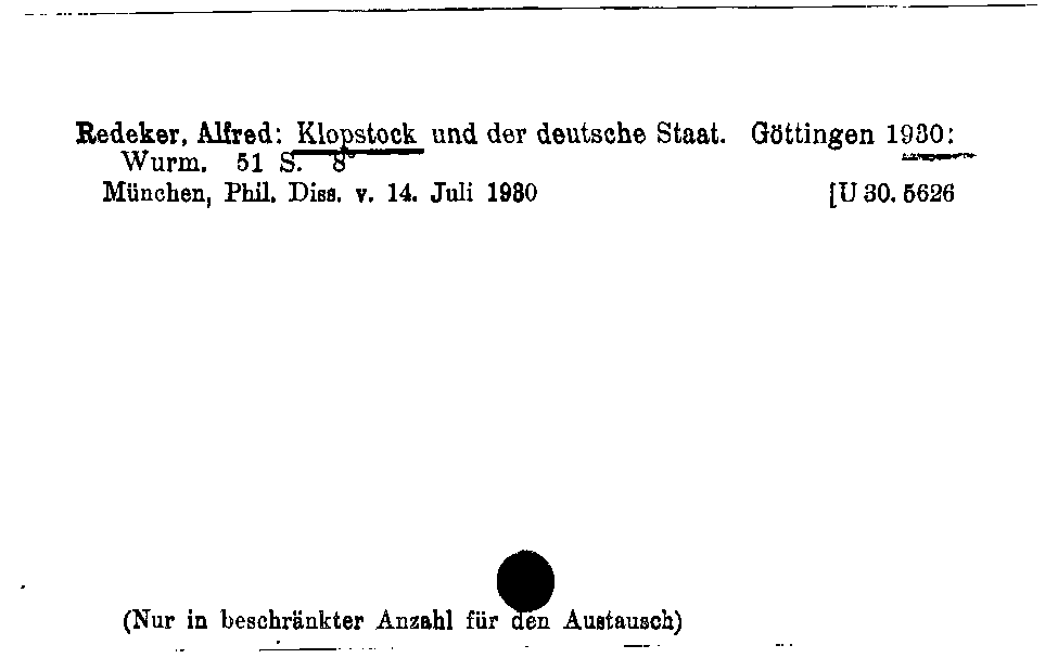 [Katalogkarte Dissertationenkatalog bis 1980]