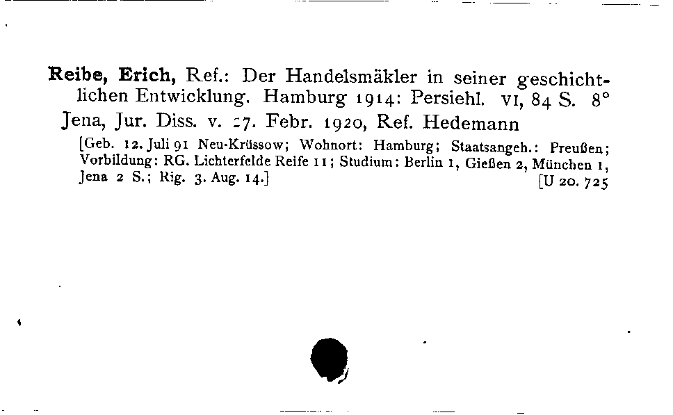 [Katalogkarte Dissertationenkatalog bis 1980]