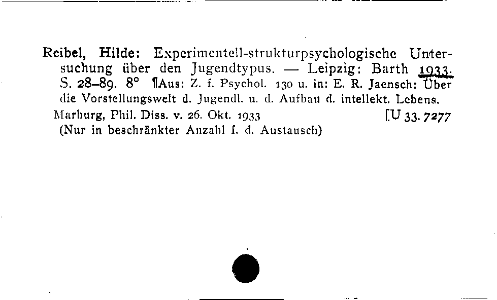 [Katalogkarte Dissertationenkatalog bis 1980]