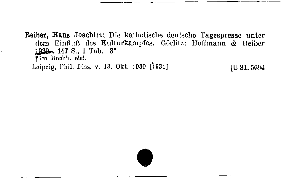 [Katalogkarte Dissertationenkatalog bis 1980]