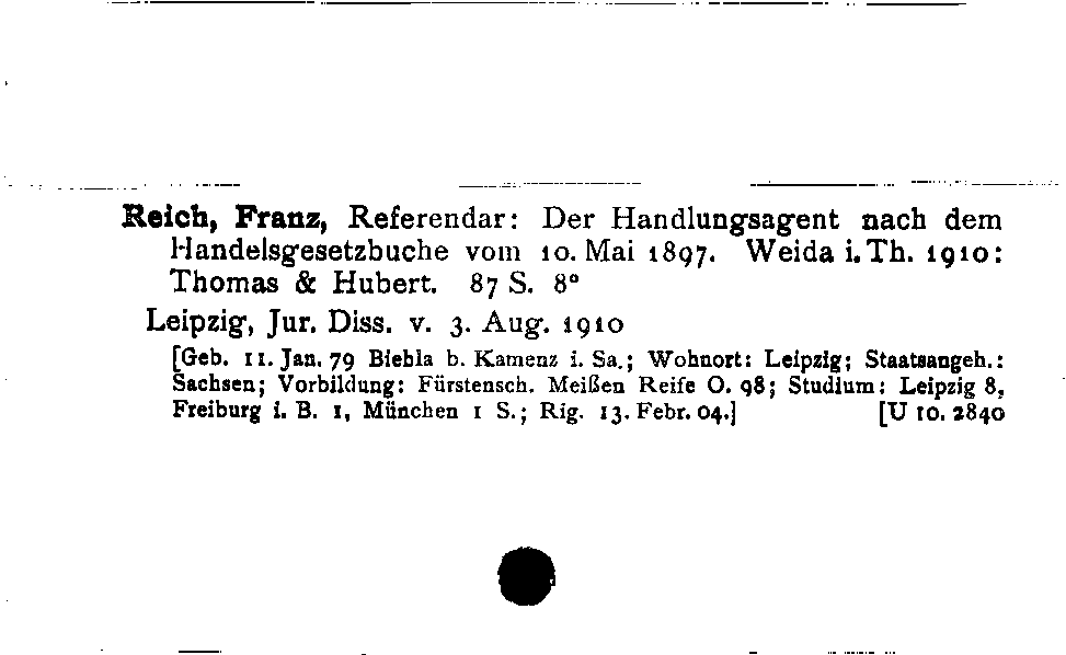 [Katalogkarte Dissertationenkatalog bis 1980]