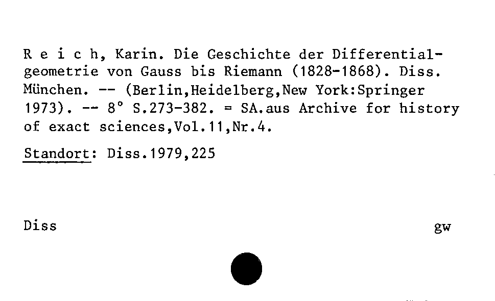 [Katalogkarte Dissertationenkatalog bis 1980]