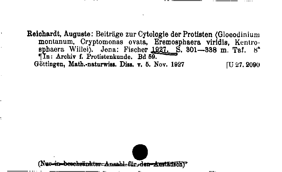 [Katalogkarte Dissertationenkatalog bis 1980]