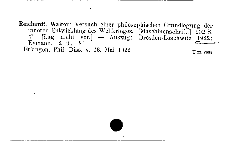 [Katalogkarte Dissertationenkatalog bis 1980]