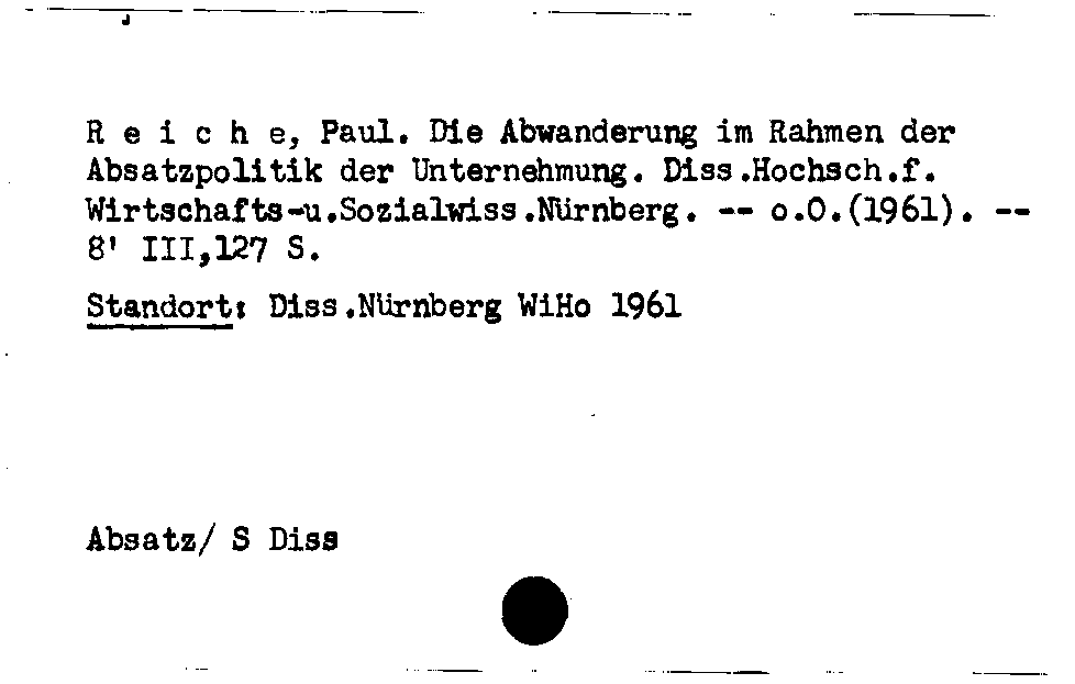 [Katalogkarte Dissertationenkatalog bis 1980]