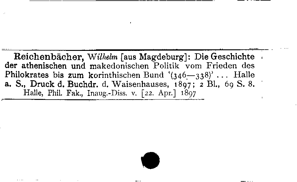 [Katalogkarte Dissertationenkatalog bis 1980]