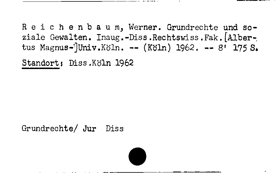 [Katalogkarte Dissertationenkatalog bis 1980]